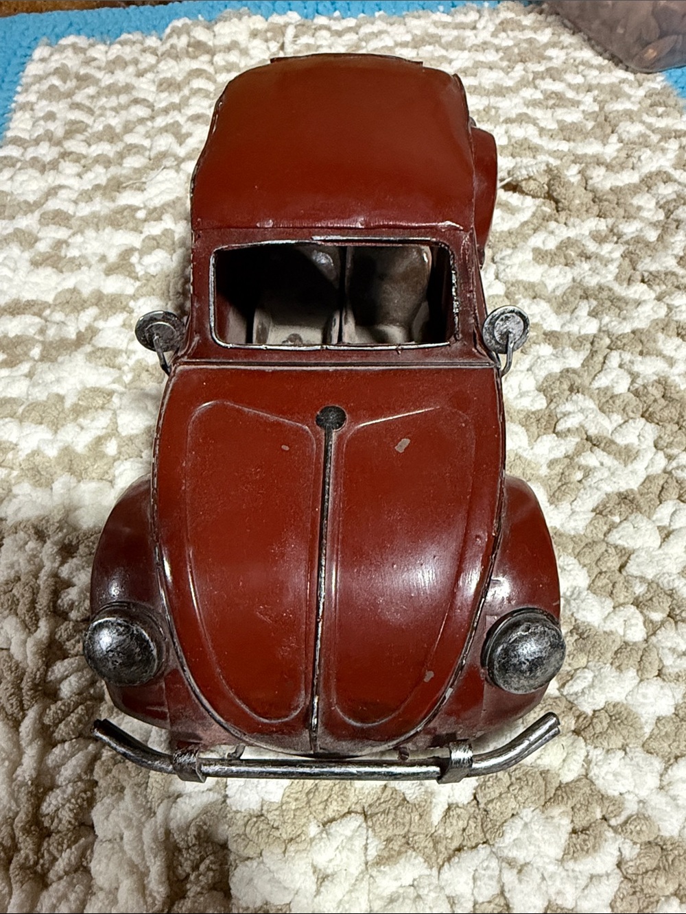 Vintage-Style Metal Toy Car in Deep Red